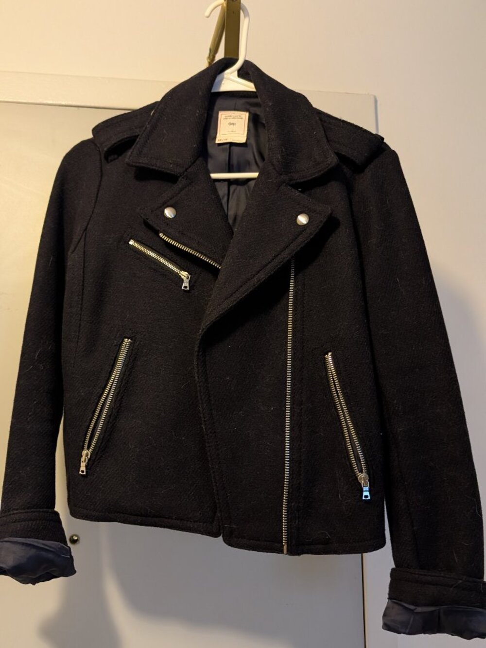 GAP XS cozy Navy biker style jacket